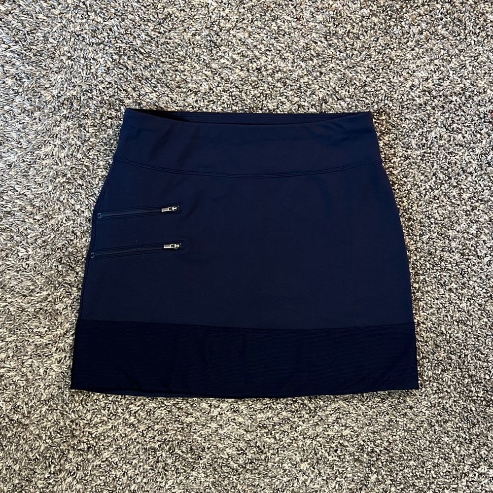 Athleta Navy Activewear Zip Accent Short Skort Golf Summer Vacation Travel